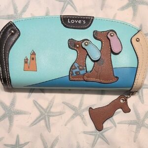 Love's Dog Wallet - Blue, Brown, and Cream